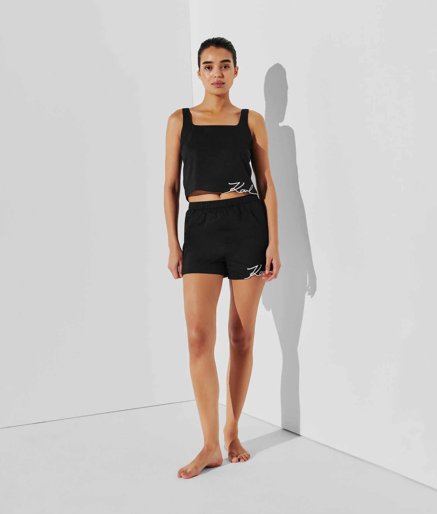 CROP TOP DE PLAGE K/SIGNATURE - Noir