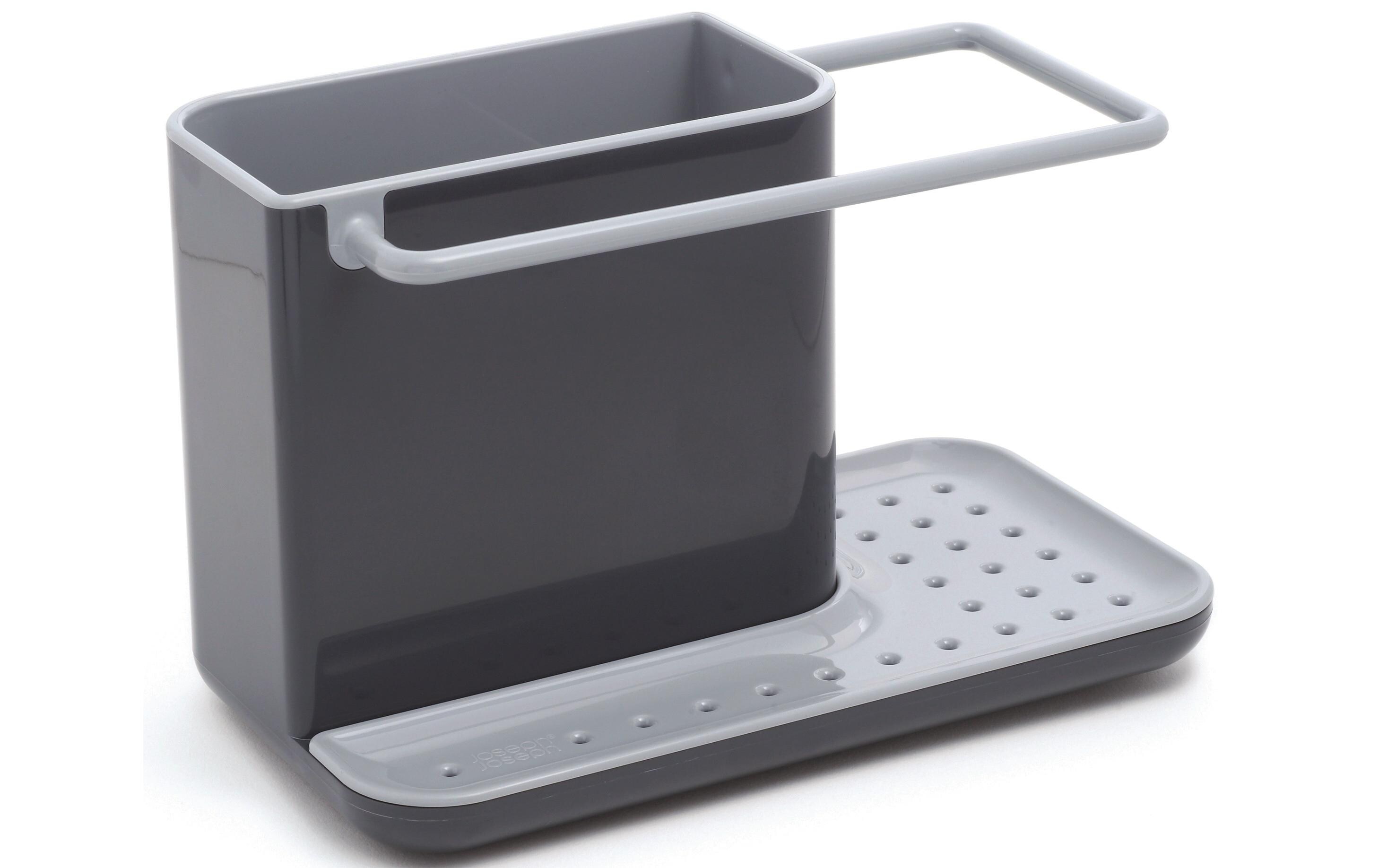 Spültrogbutler Sink Caddy Grau/SchwarzHalterung für Geschirrspülmittel und Bürste, Schwarz/grau