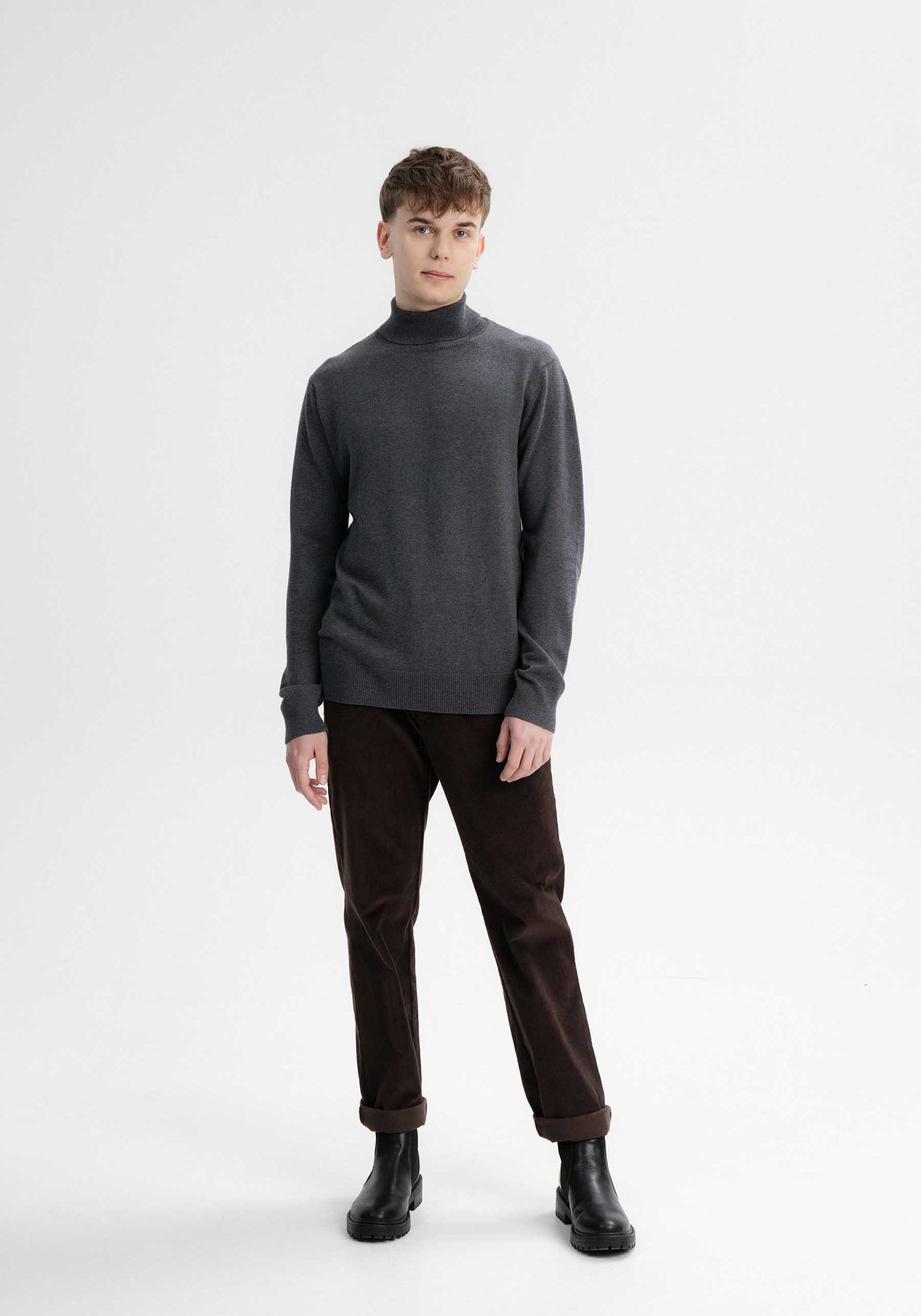 Mela Feinstrick Rollkragenpullover Kanja Anthrazit Melange