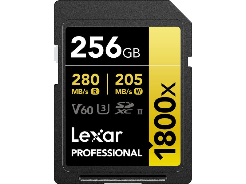 Lexar SDXC-Karte Professional 1800x Gold Series 256 GB SDXC Karte für professionelle Nutzer