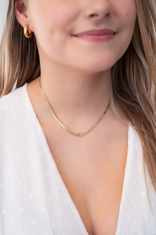 Ketting met platte schakel & hart