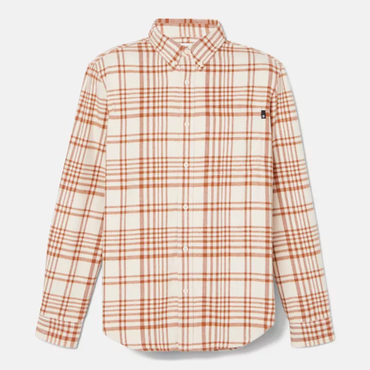 Camisa xadrez de flanela grossa masculina na cor marrom