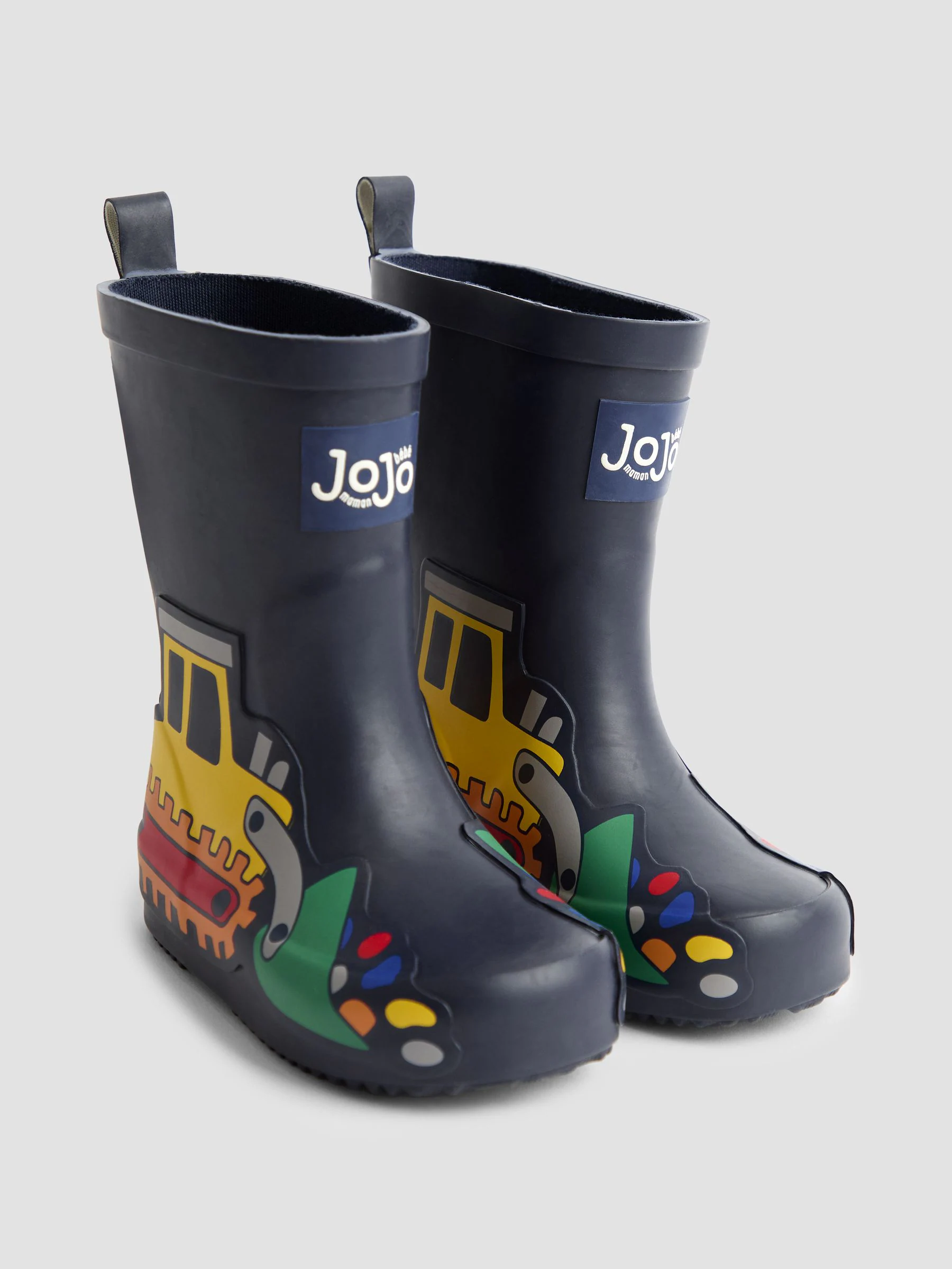 Marineblauw met graafmachine - JoJo Maman Bébé Plain Wellies