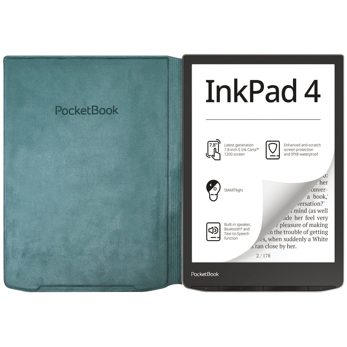 PocketBook InkPad 4/InkPad Color 2 Flip deksel (grønn)