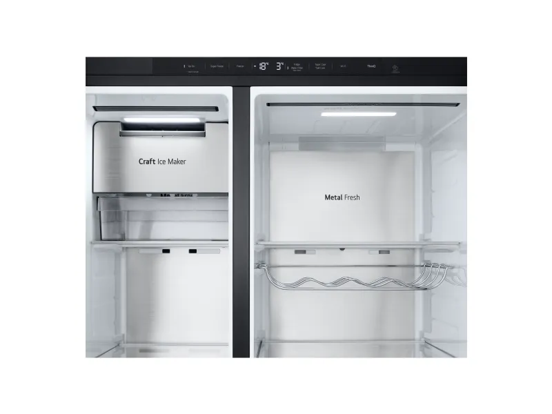 LG InstaView GSXE90EVDD, Fritstående, Amerikansk dør, Sort, 3 dør(e), Essence Black Steel, Berøring
