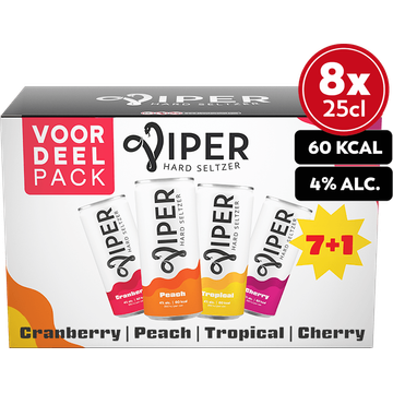 Viper Hard Seltzer Cherry / Tropical / Cranberry / Peach  Multipack 8x250ML