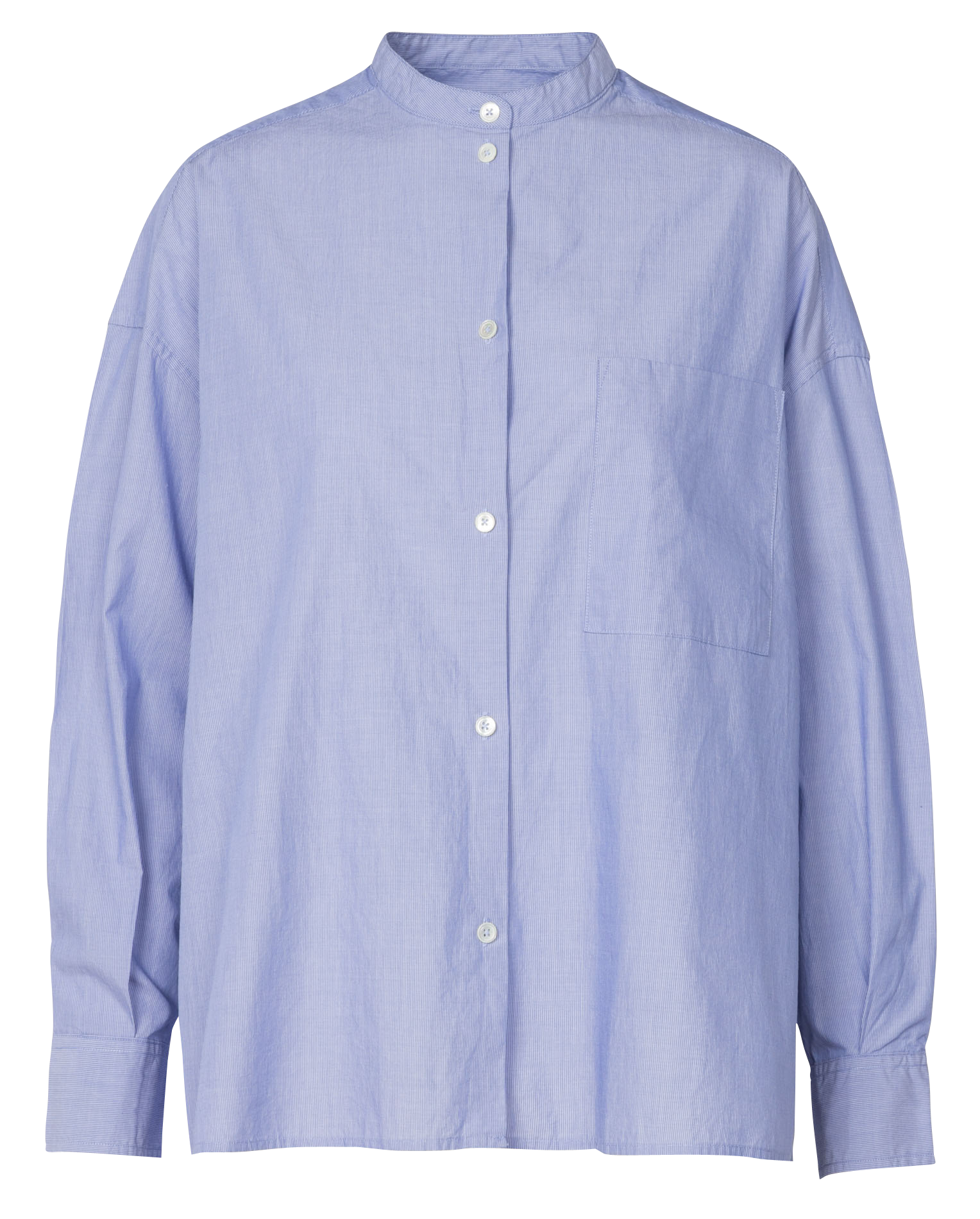 GORKY - Chemise col rond ample en coton rayé | Bleu