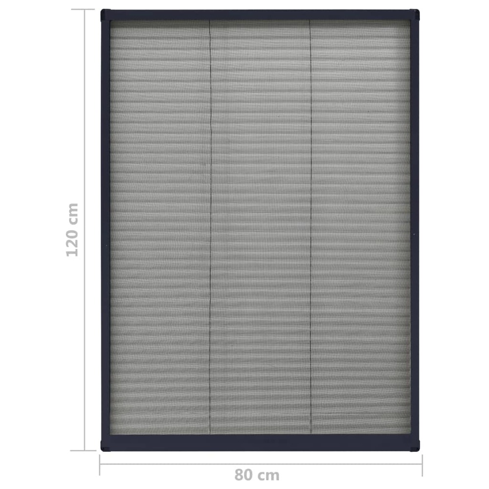 Moustiquaire plissée pour fenêtre aluminium anthracite 80x120cm