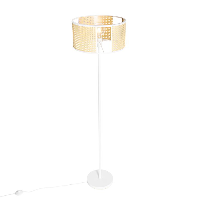 Oosterse vloerlamp wit met rotan 40 cm - Akira
