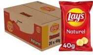 Lay's - Naturel Chips - 40 Gram - 1 Doos X 20 Stuks