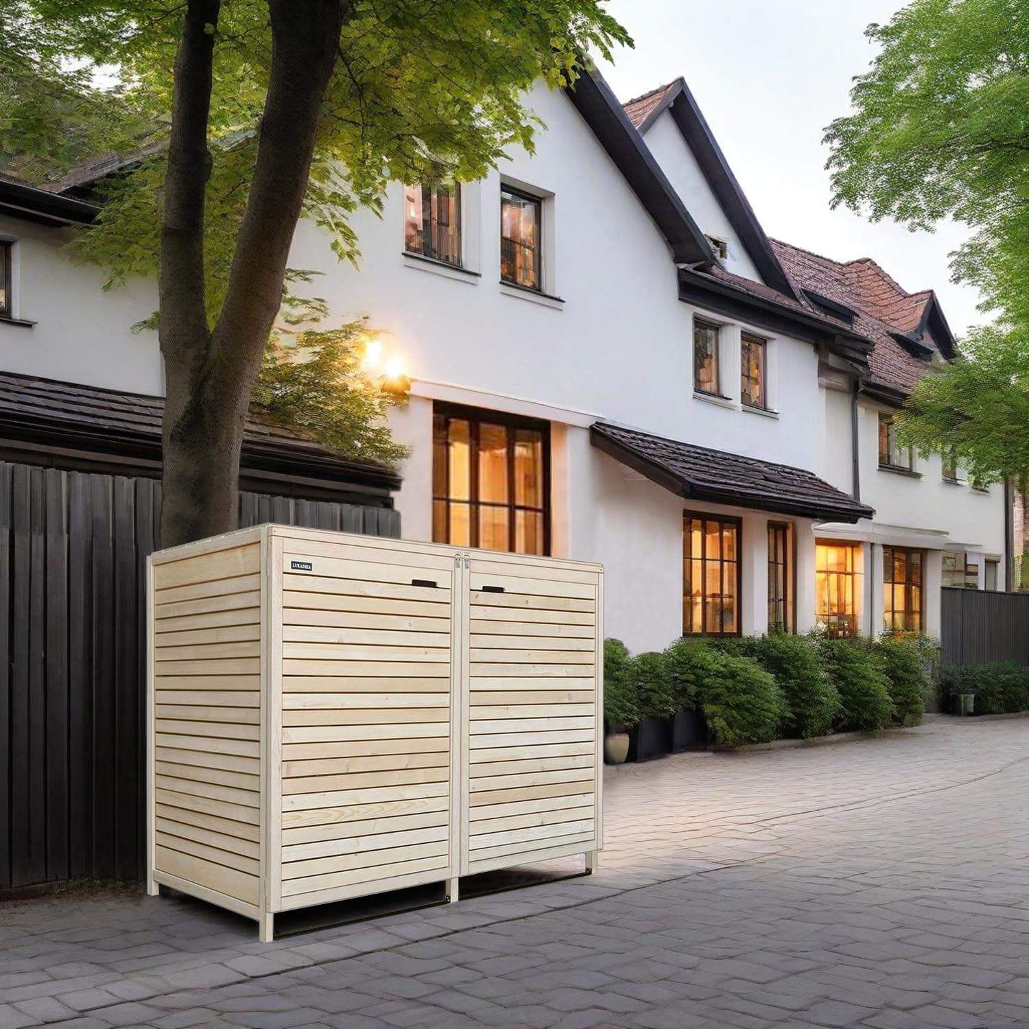 Mülltonnenbox Mülltonnenverkleidung 240L naturbelassen Müllcontainer Mülltonnenschrank Mülltonne ADRIA24 (2 Tonnen)