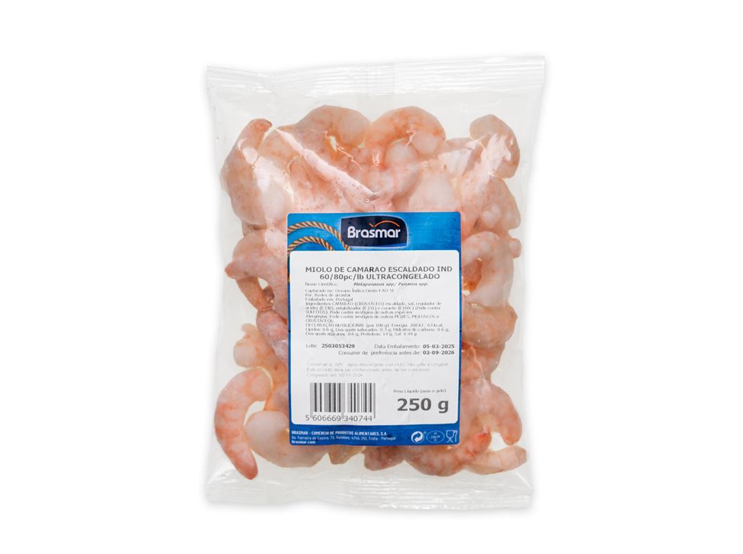 MIOLO DE CAMARÃO BRASMAR 60/80 250G