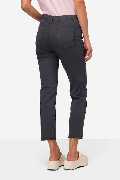 7/8-Slimhose, schmale Passform, 4-Pocket, Fransensaum, mit recyceltem Polyester