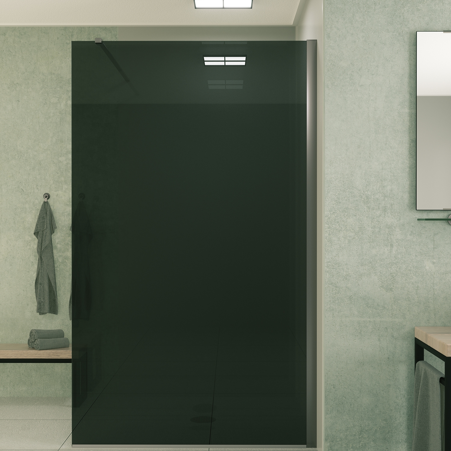 Mueller Slimline inloopdouche 120cm rookglas anti-kalk inclusief RVS profiel & stang