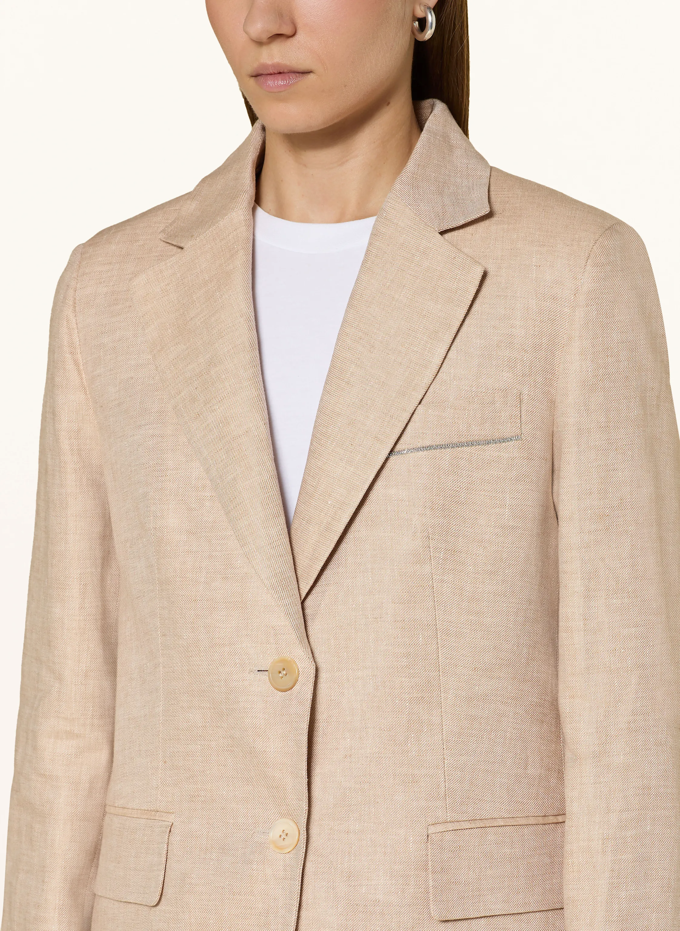 PESERICO Leinenblazer mit Schmuckperlen