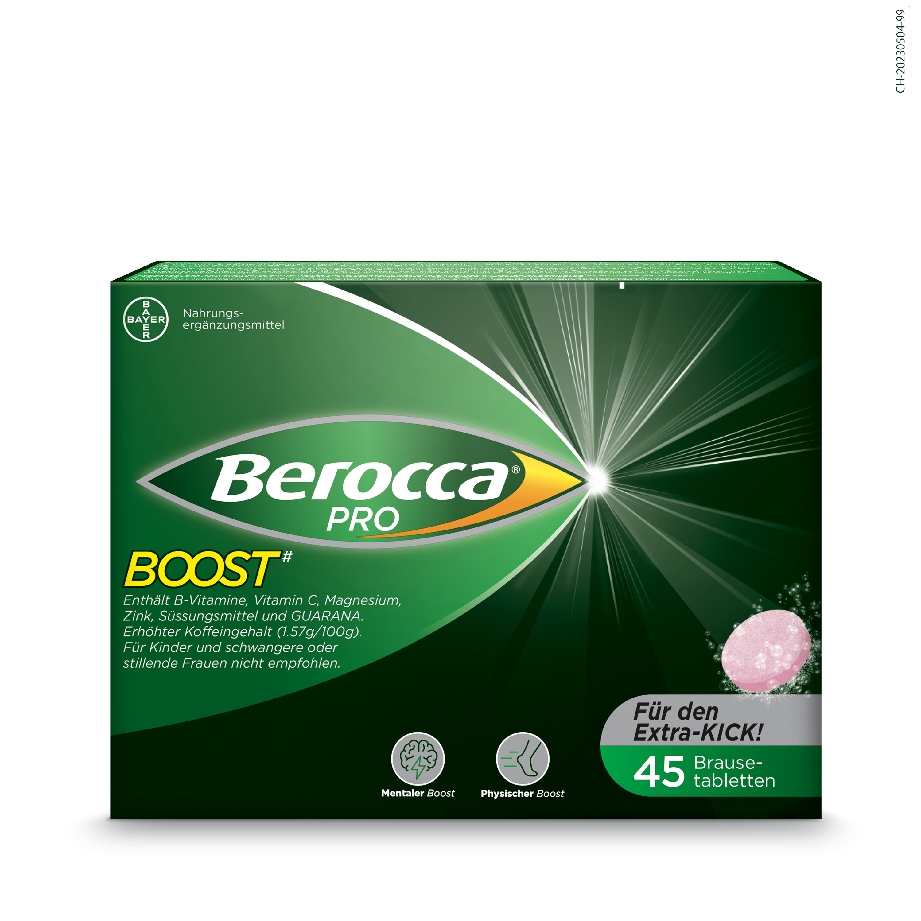 BEROCCA PRO Boost Brausetabletten, für den Sofort-Kick<br>45 Stück, Dose, Brausetablette