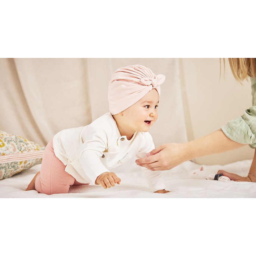 Turban en jersey extensible pour bébé fille - Rose