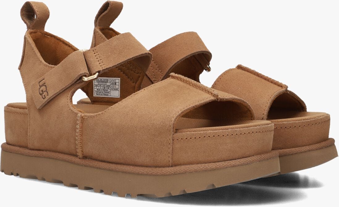 cognac ugg platte sandalen w goldenstar hi
