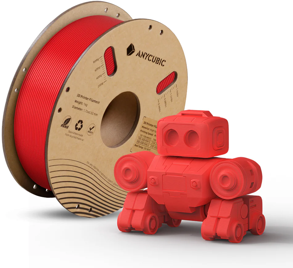 Anycubic  PLA High Speed Bright Red, 1,75 mm / 1000 g    PLA Filament für hohe Geschwindigkeiten in Bright Red