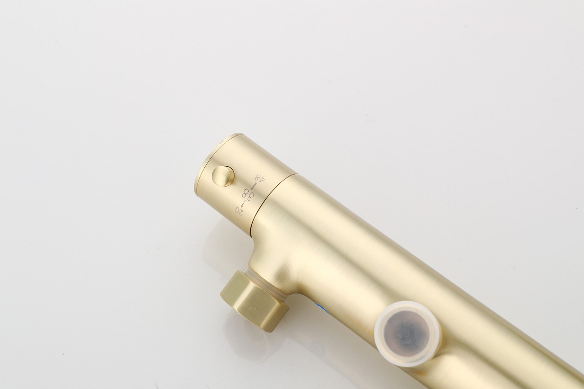 Saniclear Brass Pro opbouw regendouche geborsteld messing / mat goud 30cm hoofddouche staaf handdouche