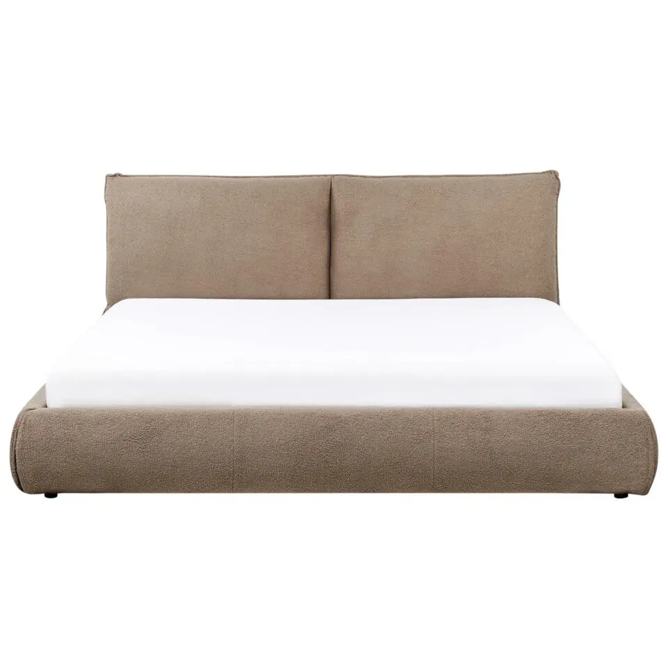 VINAY - Tweepersoonsbed - Taupe - 180 x 200 cm - Bouclé