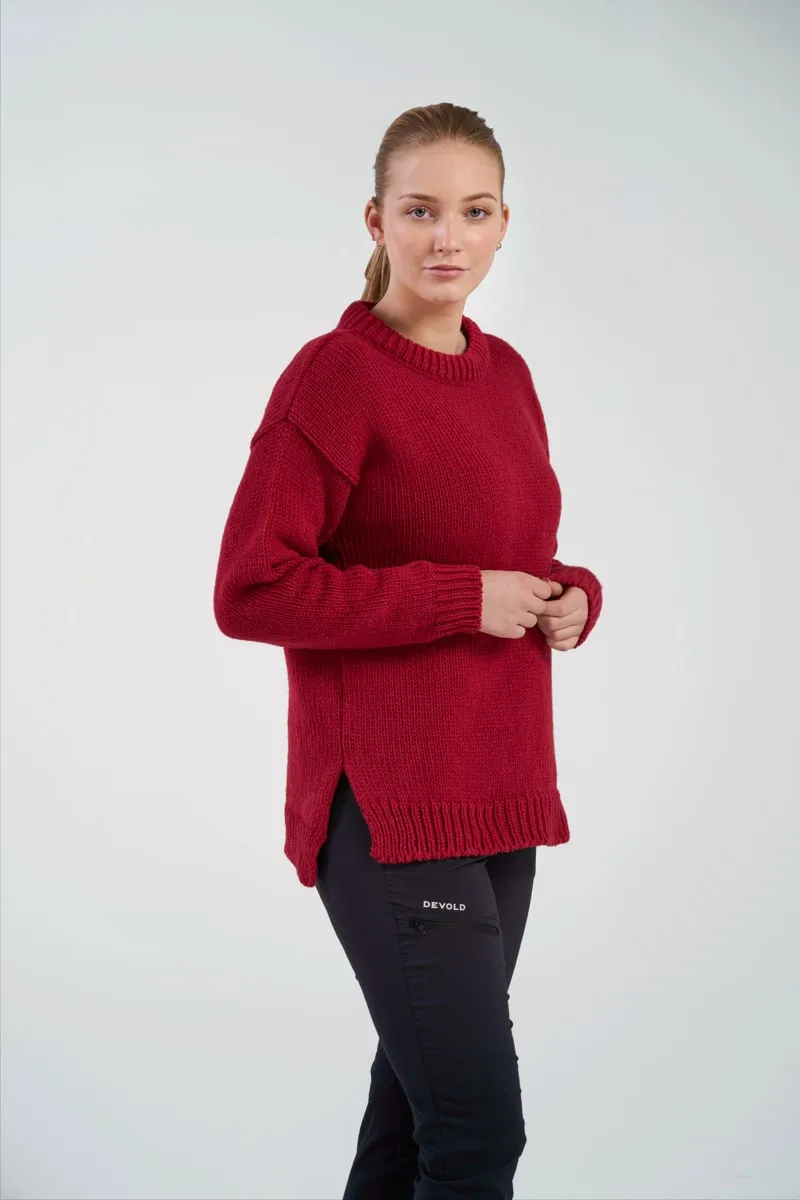 Devold Nansen Woman's Sweater Split Seam Hindberry