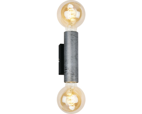 Wandspot, 2-lichts, L16 cm, zilver/antiek
