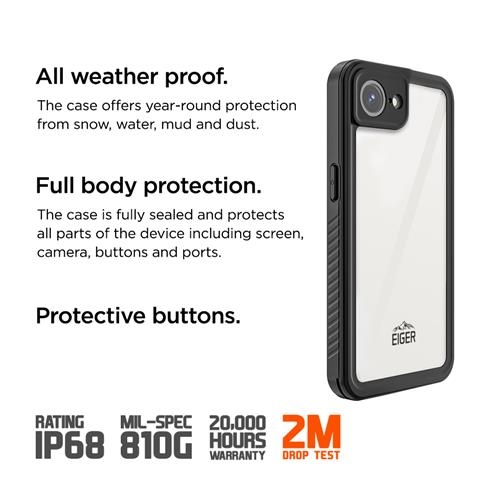 iPhone 16e Avalanche Case Wasserfeste Outdoor Schutz Hülle IP68 (EGCA00773) - Schwarz