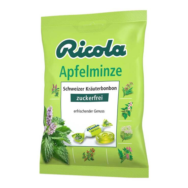 Ricola ohne Zucker Apfelminze Bonbons, 75 g