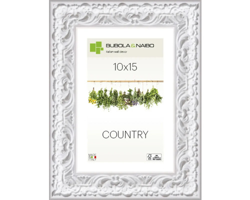 Houten fotolijst, landelijke stijl met ornamenten, wit, 10x15 cm