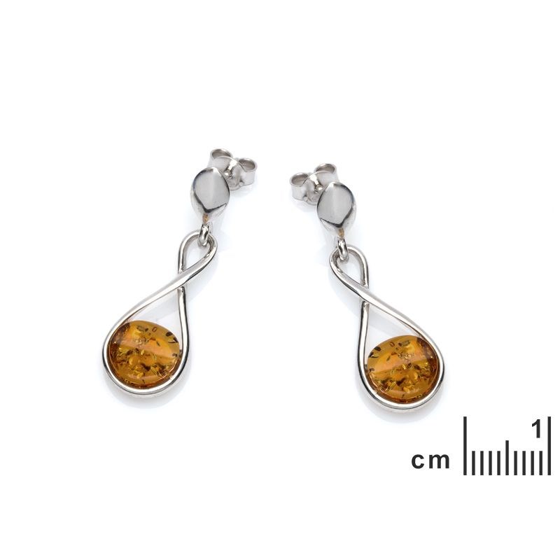 Boucle d'oreille argent 925 Ambre veritable de la mer Baltique