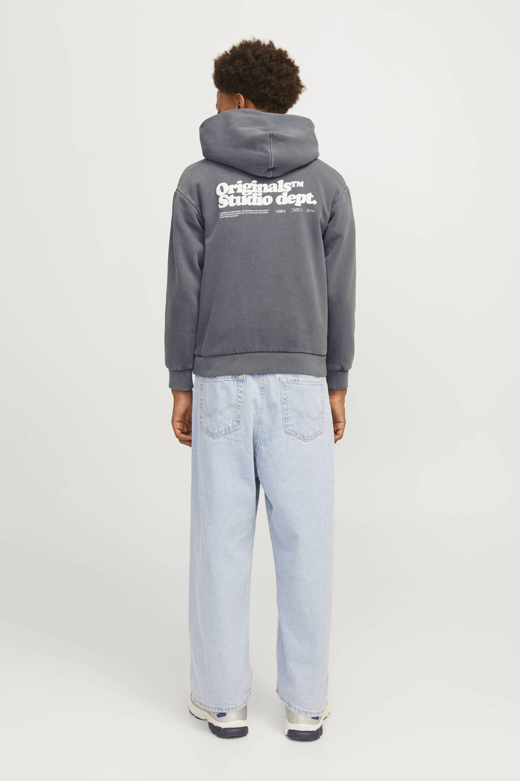 JACK & JONES hoodie JORVERMONT met backprint donkergrijs