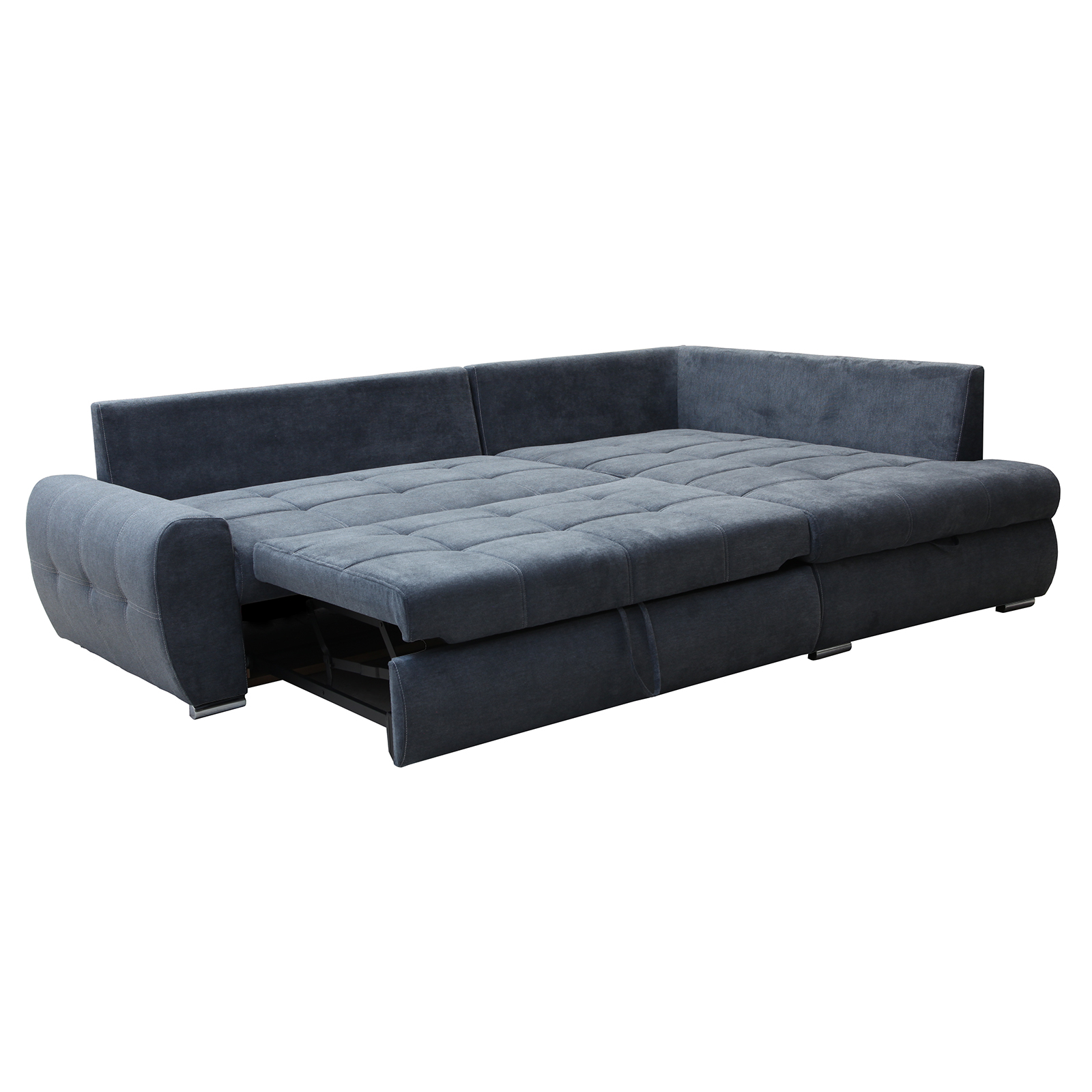 Ecksofa - steel - mit Liegefunktion und Staukasten - Recamiere rechts