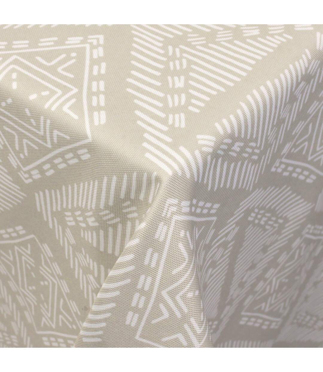 Nappe ronde 180 cm imprimée 100% polyester BOHO géométrique vert sauge