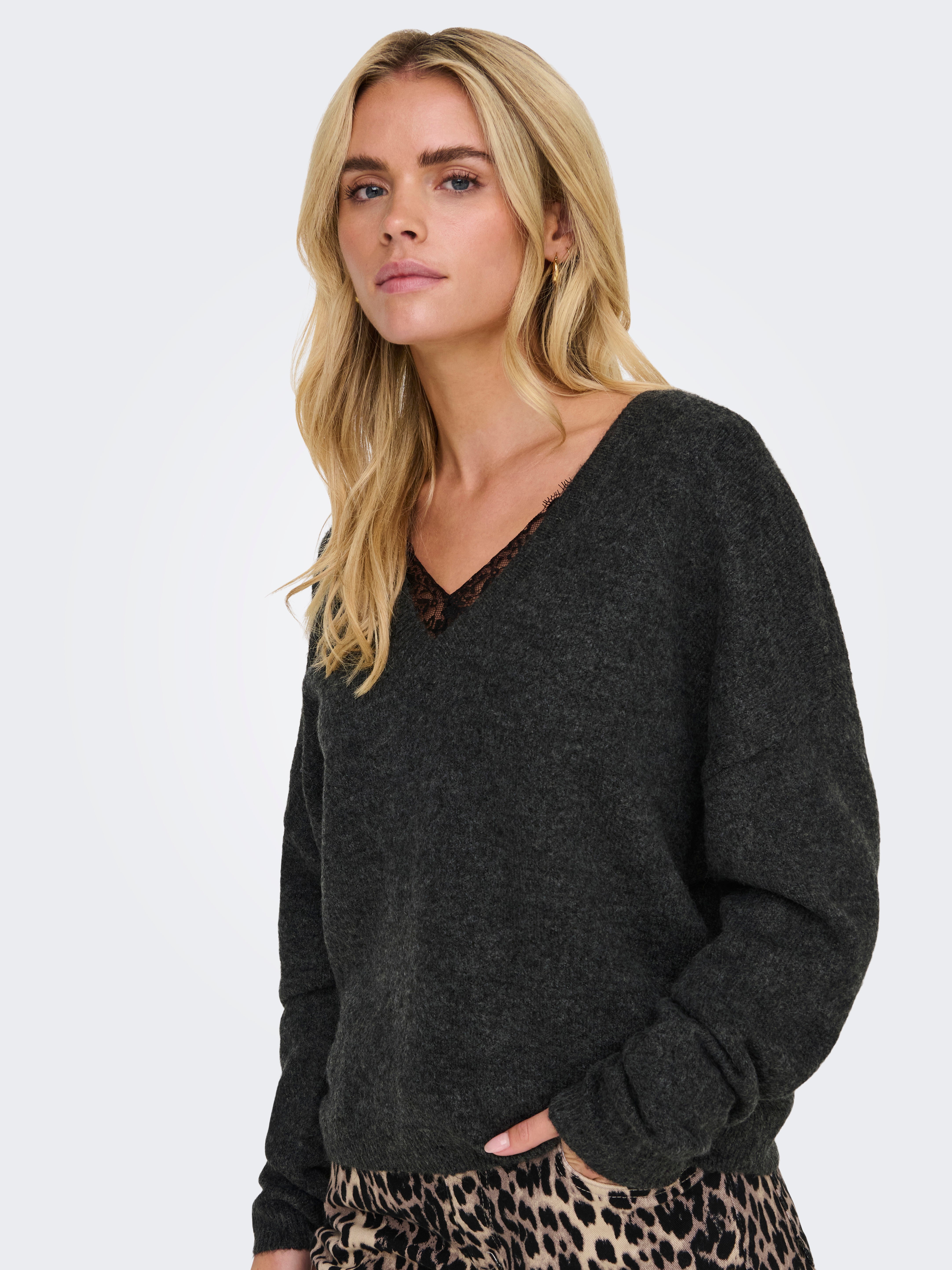 ONLMANIFESTA Strickpullover Dark Grey Melange