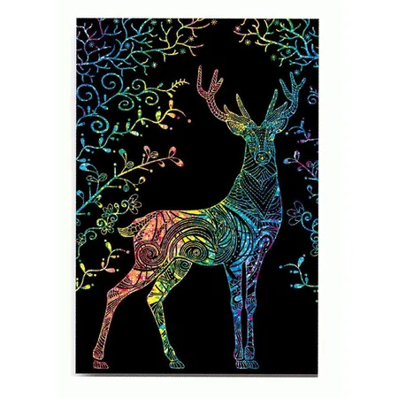 Mammut Scratch Art Tiere, Mehrfarbig, 14.5 x 20 cm