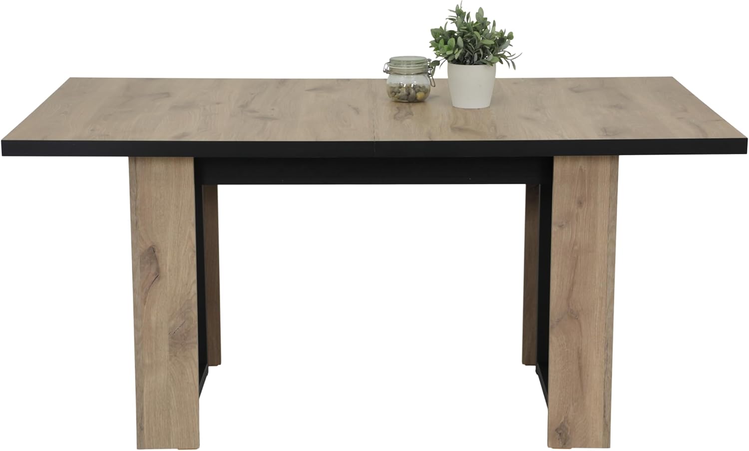 Hela Tische, Kulissentisch Esstisch Anni, Dekor Viking Oak, erweiterbar mit 3 Platten, Metallgestell, Maß 160-320x90cm
