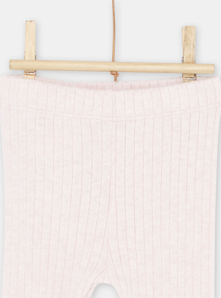 Legging côtelé rose chiné bébé fille