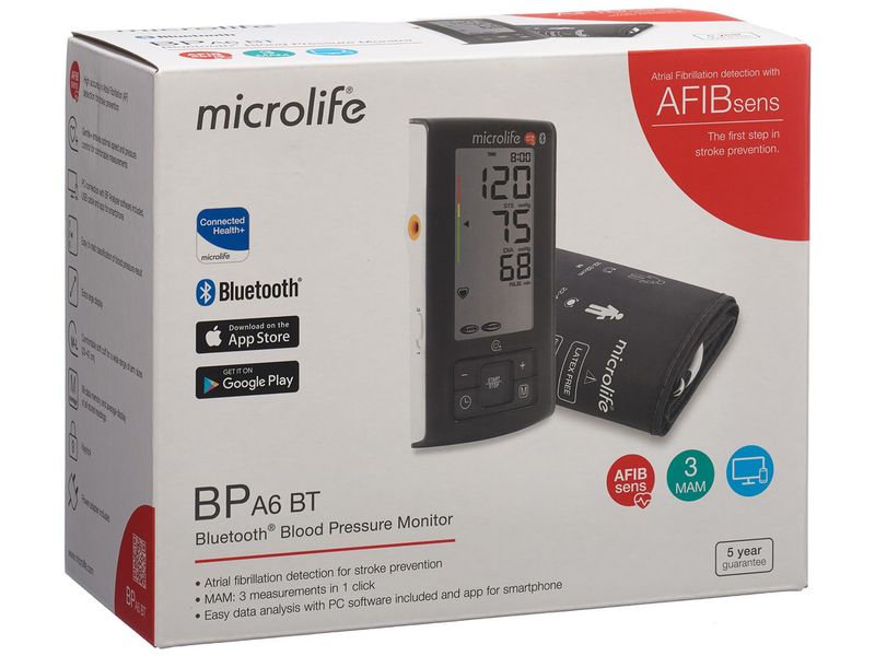 microlife Blutdruckmessgerät A6 BT Black Cover Oberarm Blutdruckmessgerät