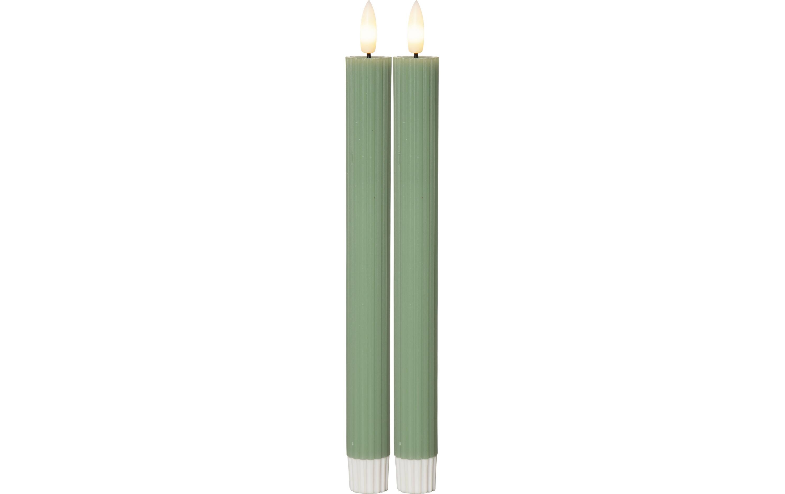 LED-Stabkerzen Set Flamme Stripe, 25 cm, Grün, 2 StückIndoor-LED Leuchterkerze