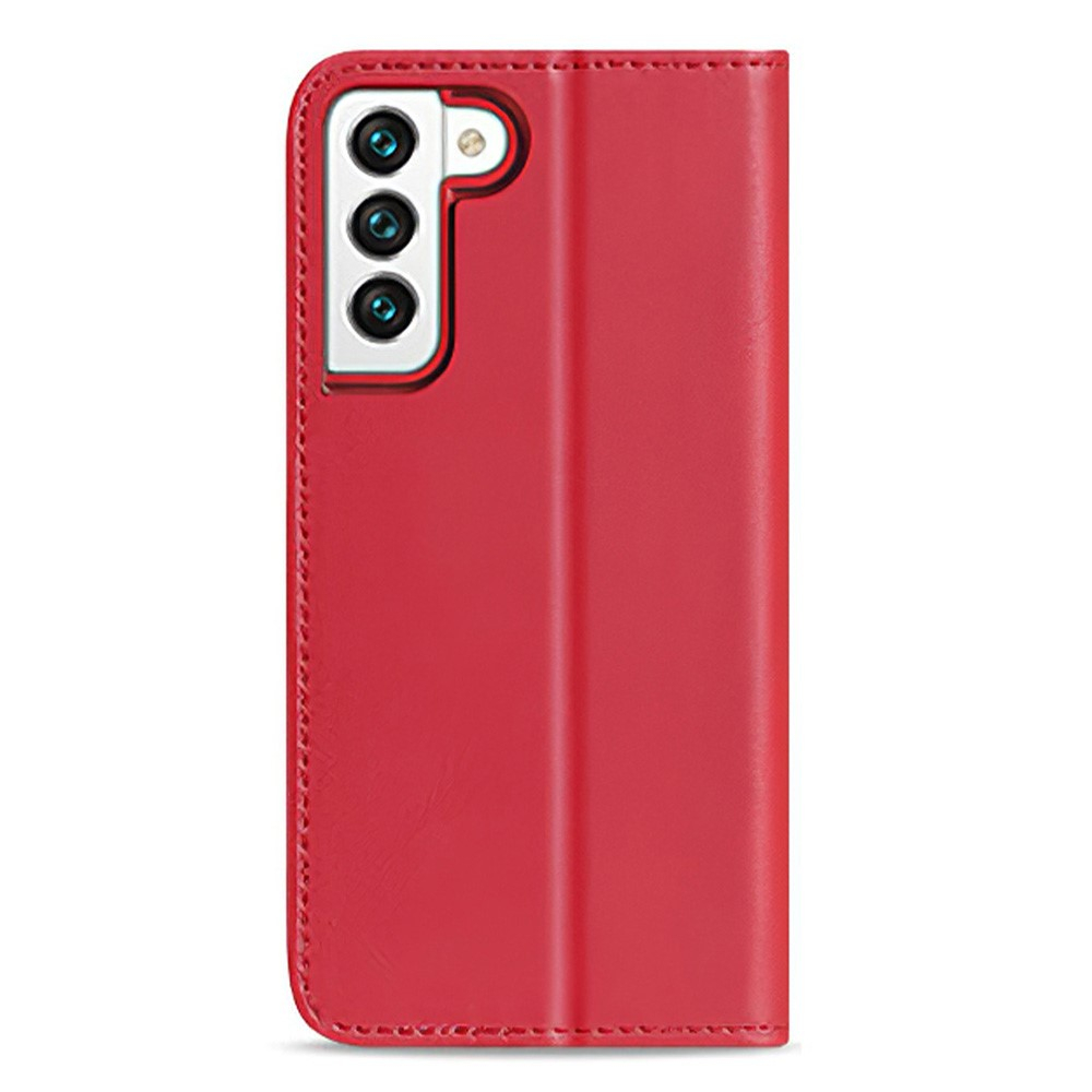 Samsung Galaxy S22 5G Flip Wallet Cover Echtleder Tasche (RFID Schutz) - Rot