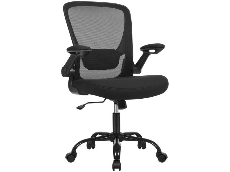 Songmics Bürostuhl mit klappbaren Armlehnen, Schwarz Ergonomischer Bürostuhl