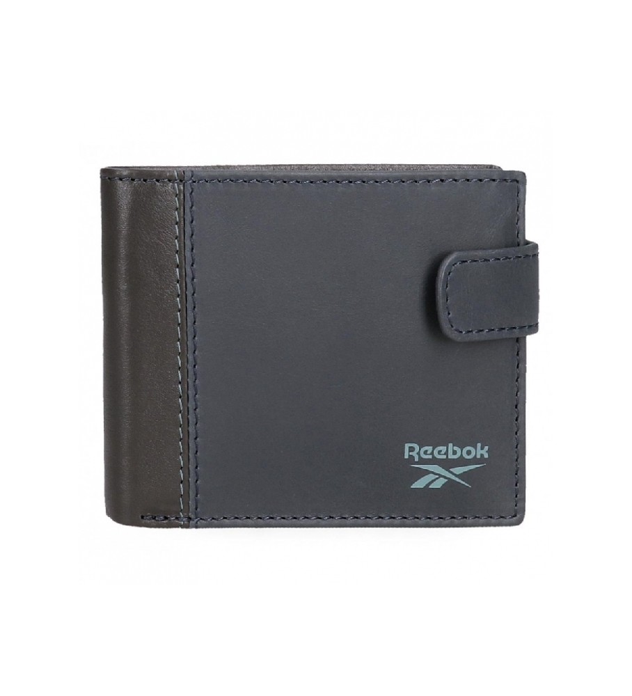 Carteira horizontal Reebok Division com fecho de clique, azul marinho.