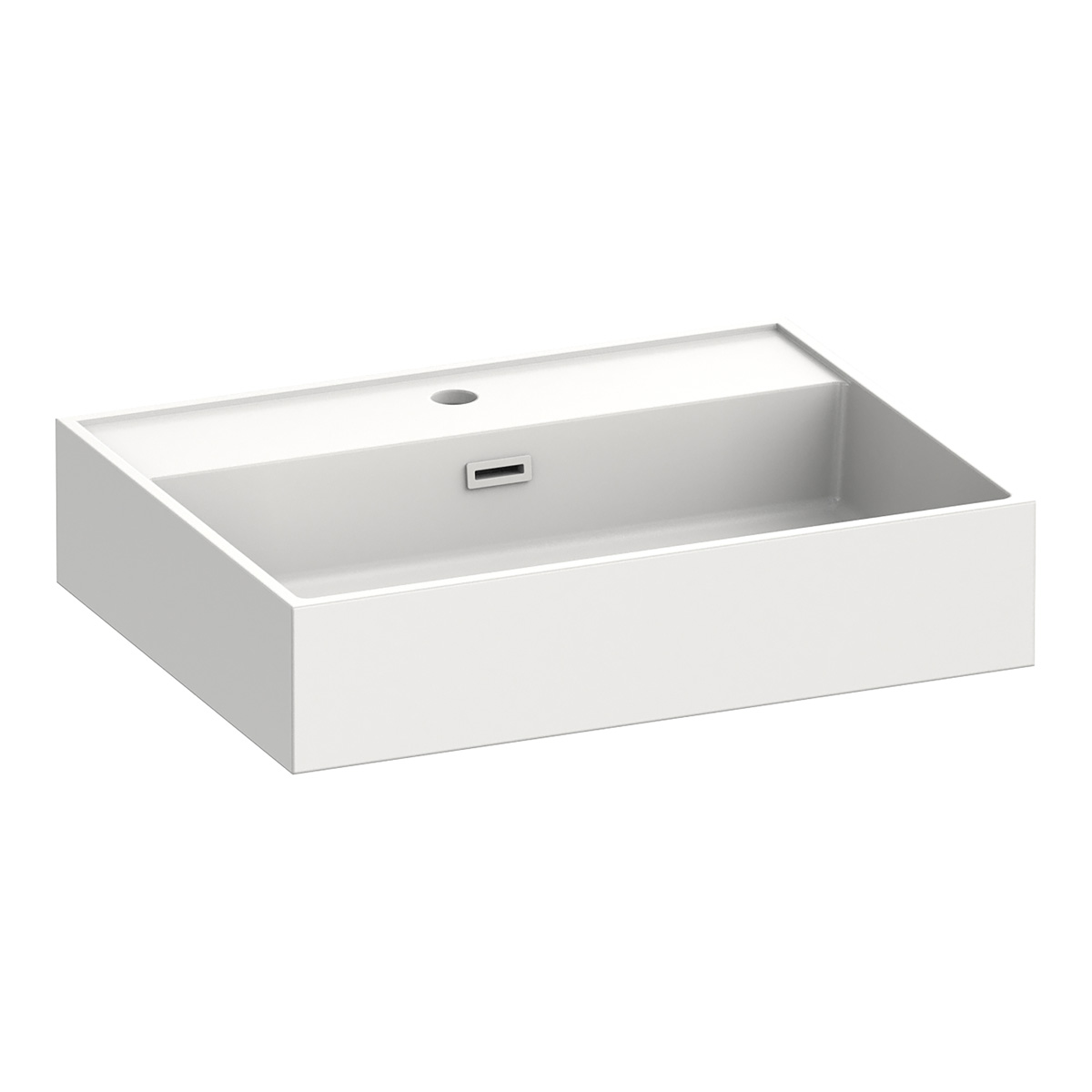 Brauer Gravity enkele wastafel mineraalmarmer 60cm met kraangat wit glans