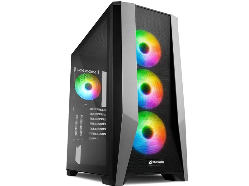 Sharkoon PC-Gehäuse TG7M RGB Gaming-Mini-Tower mit Sichtfenster und RGB-Beleuchtung