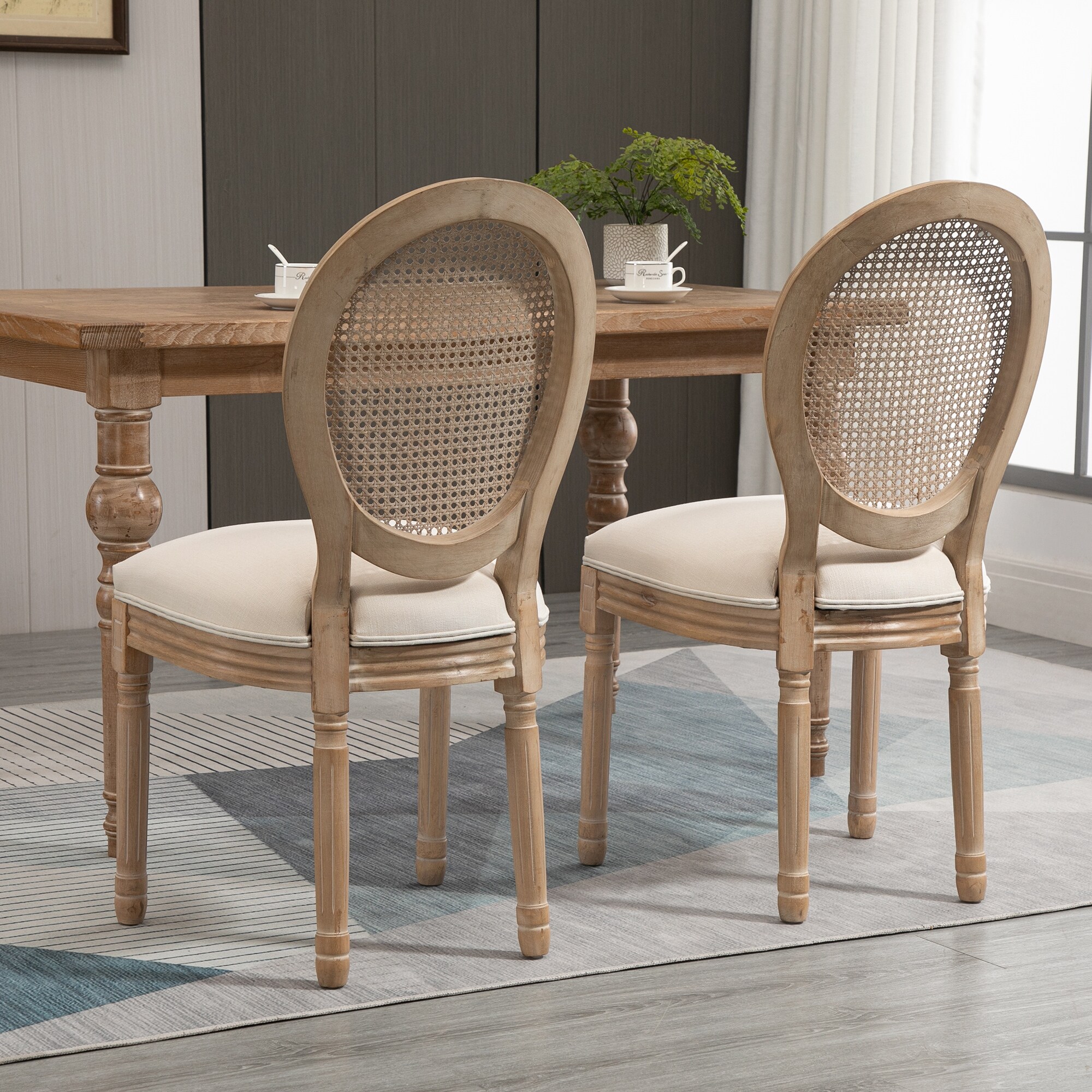 HOMCOM Esszimmerstuhl 2er-Set beige 49B x 56T x 96H cm