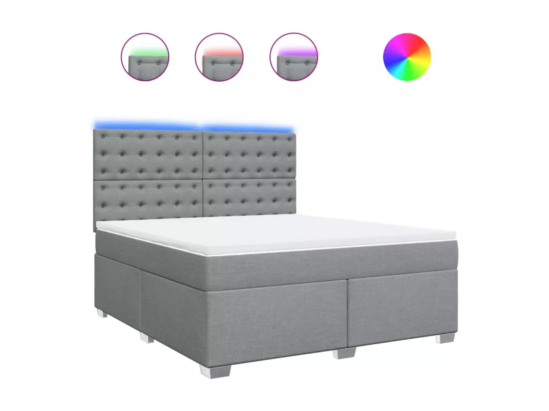 Sommier à lattes de lit avec matelas Gris clair 180x200cm Tissu