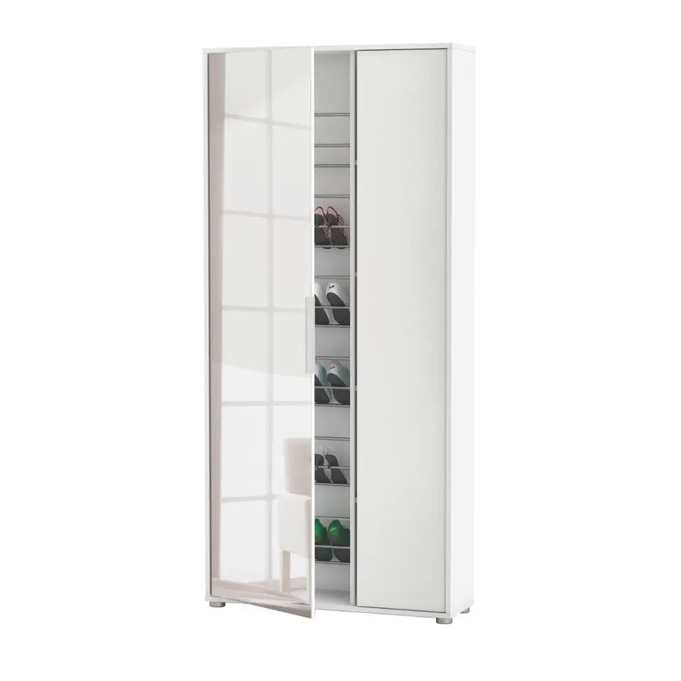 CALICOSY - Schoenenkast en 1 spiegel EBONY - 23,9x82,9x178,4 cm