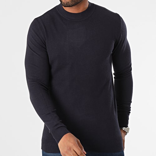 Pull Col Cheminée Bleu Marine