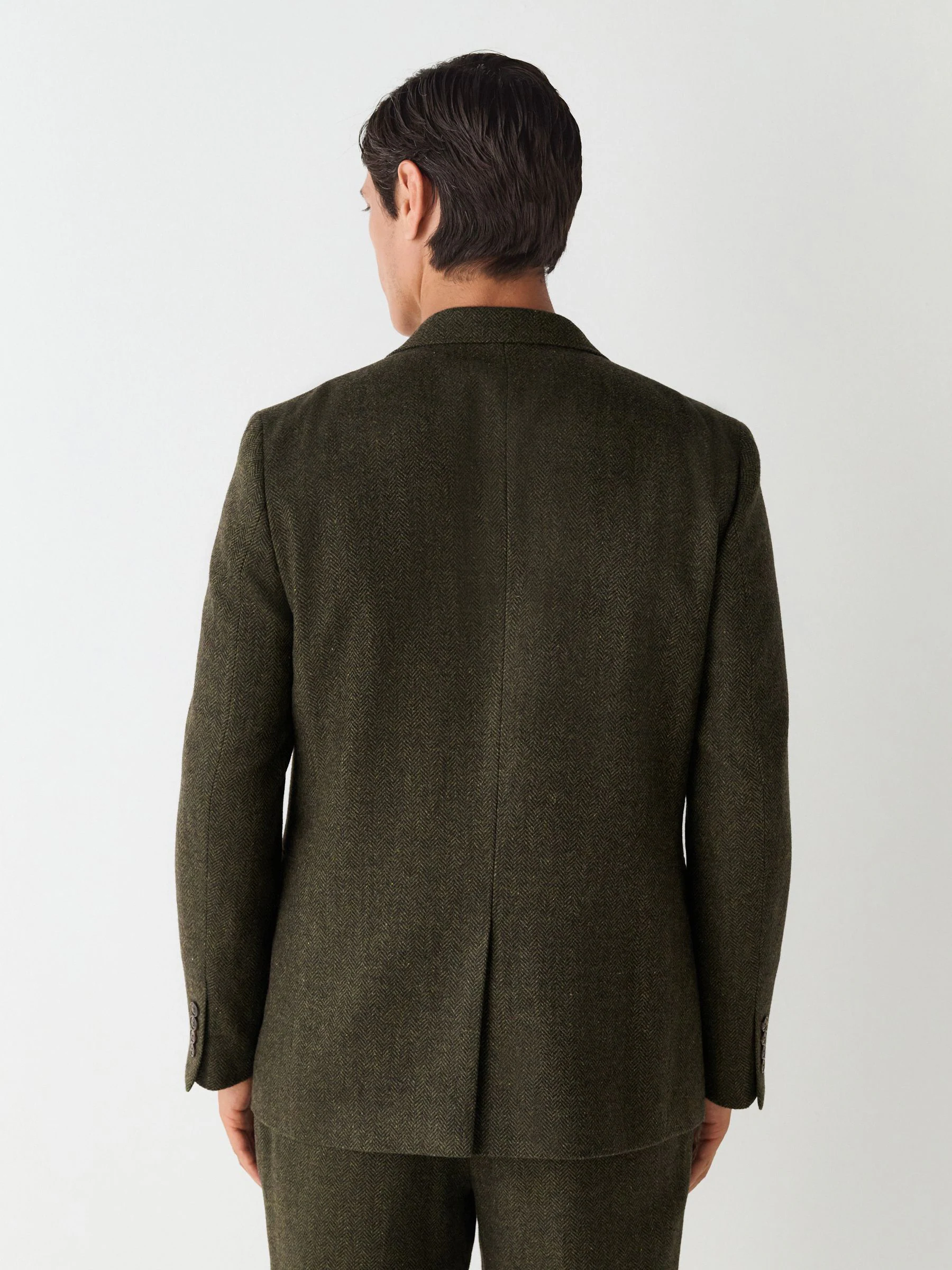 Groen - Slim Fit Herringbone Wool Blend Suit Jacket